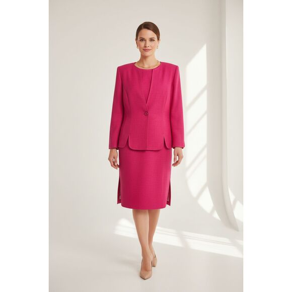 Leslie Fay Dresses & Skirts - Vintage Leslie Fay Pink Two-Piece Dress Suit | Jacket & Sleeveless Dress US 16P